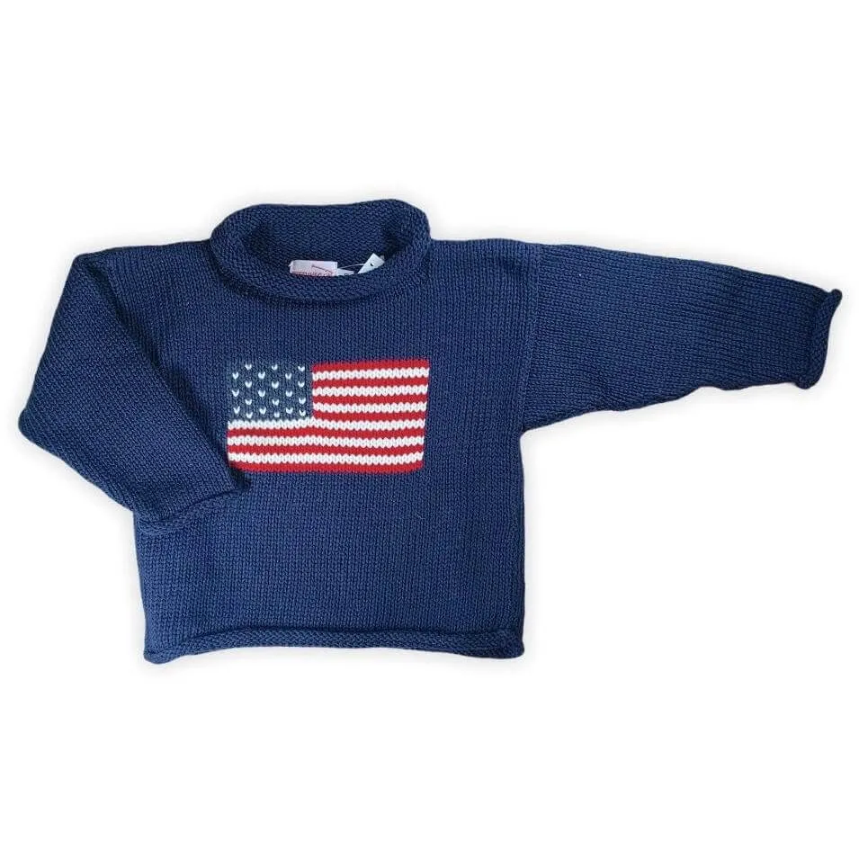 Navy American Flag Roll Neck Sweater