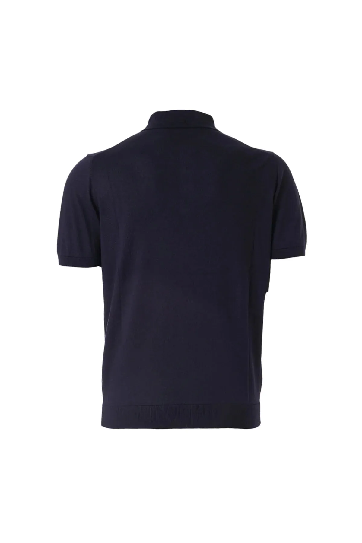 Navy Blue Silk Cashmere Utku Short Sleeve Men's Knitwear Polo