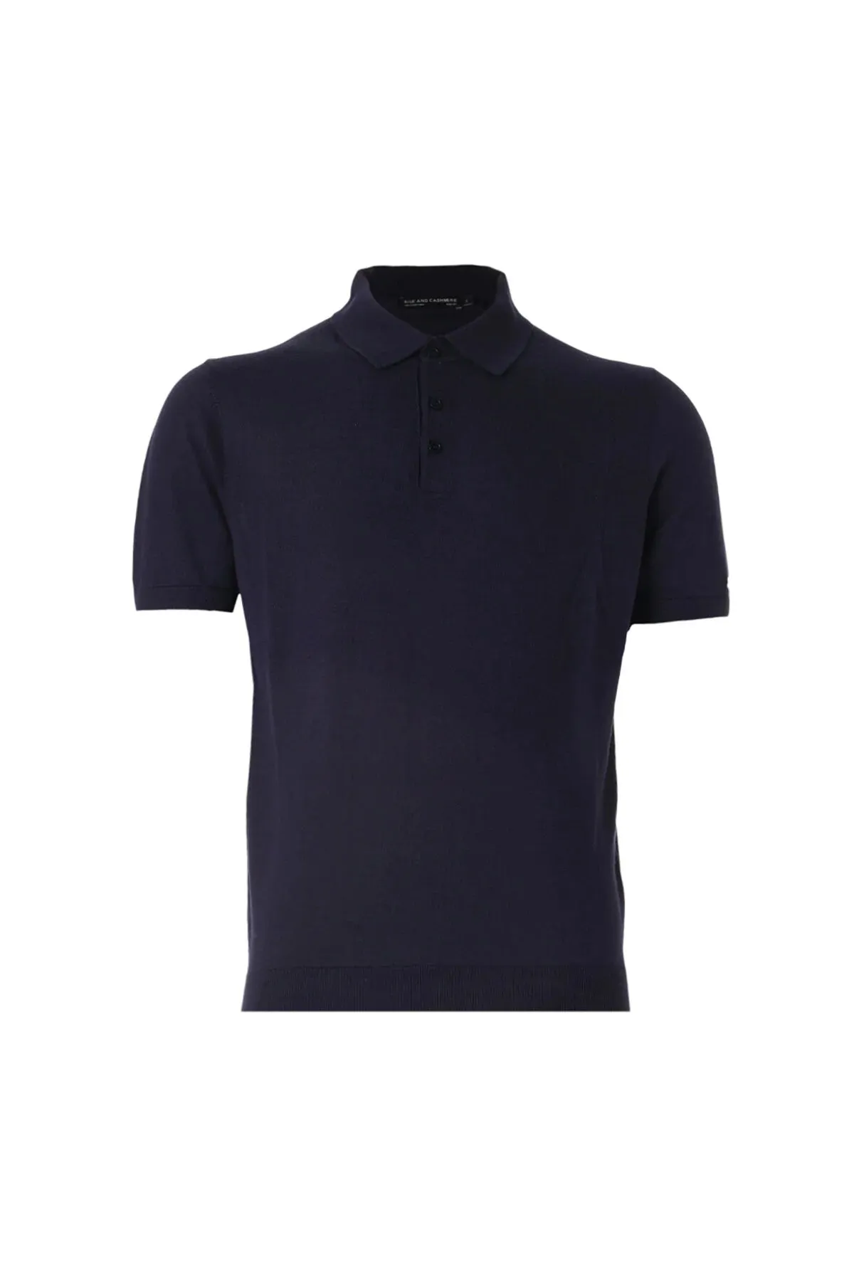 Navy Blue Silk Cashmere Utku Short Sleeve Men's Knitwear Polo