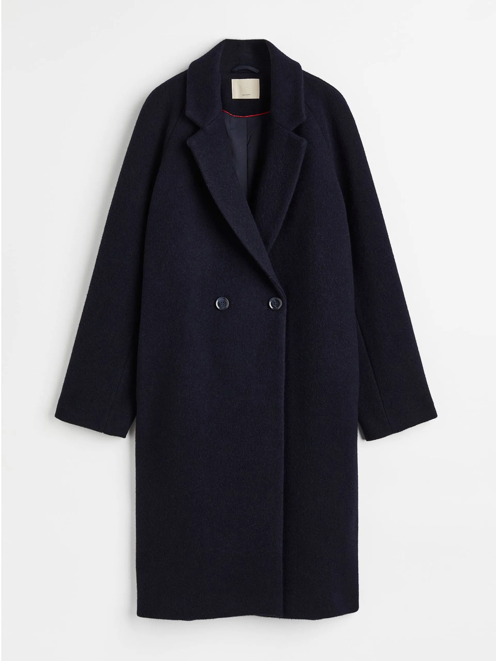 Navy double-breasted wool-blend coat