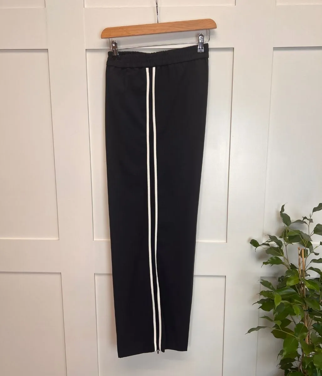 Navy Side Stripe Wide Leg Trousers