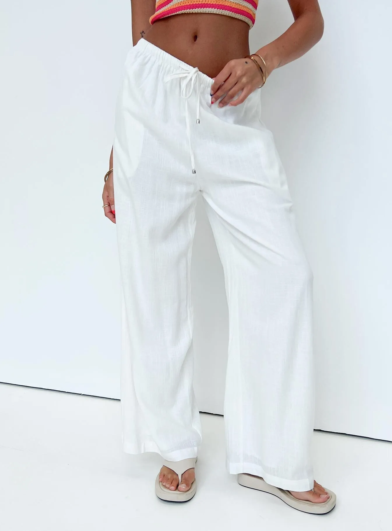 Ogilvie Linen Blend Pants White Petite