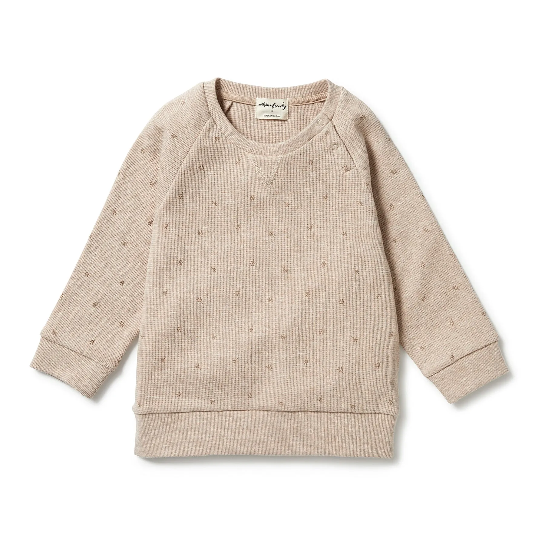 Organic Waffle Toddler Sweatshirt - Leaf Print