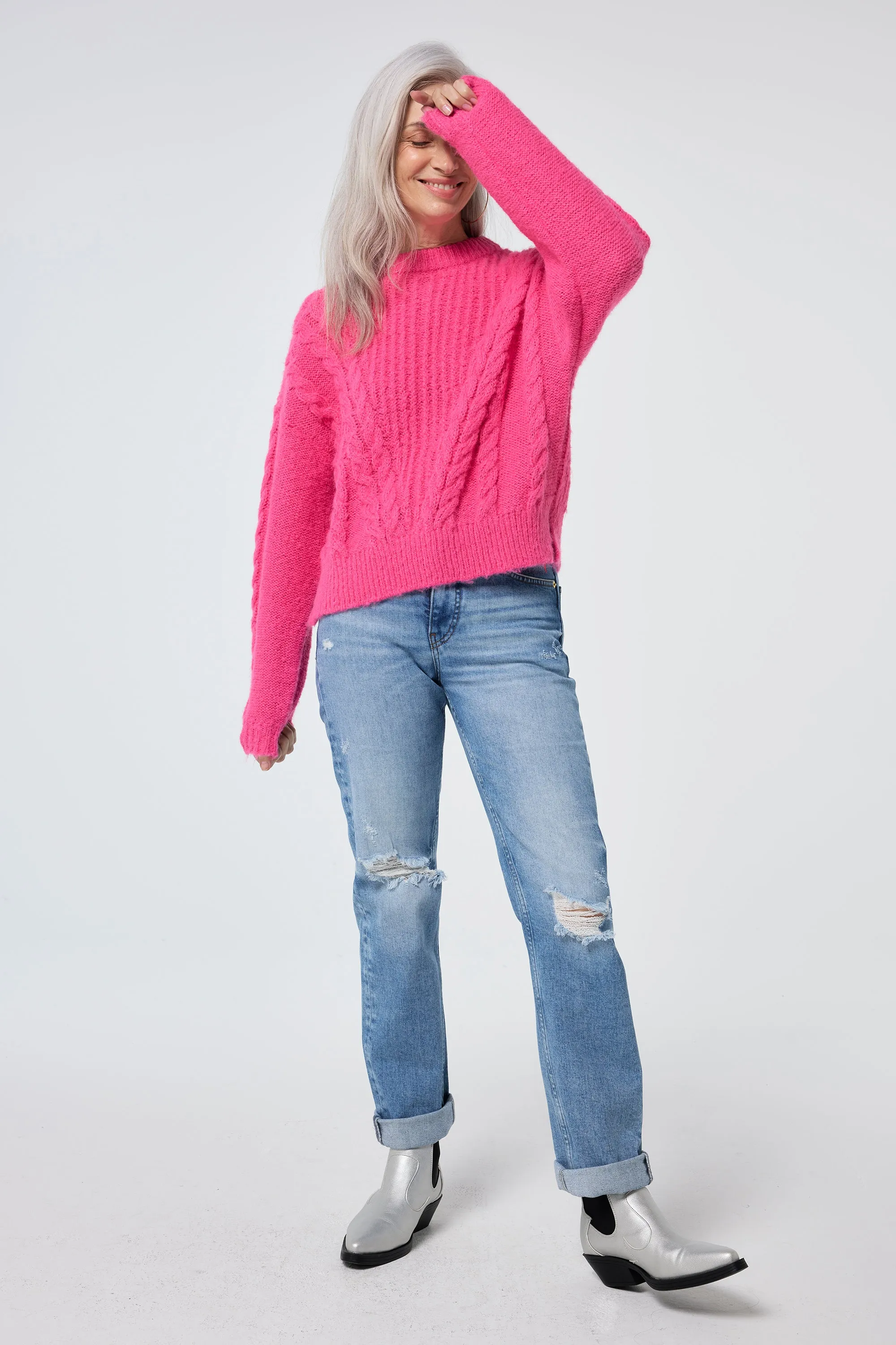 Pink Cable Knit Jumper