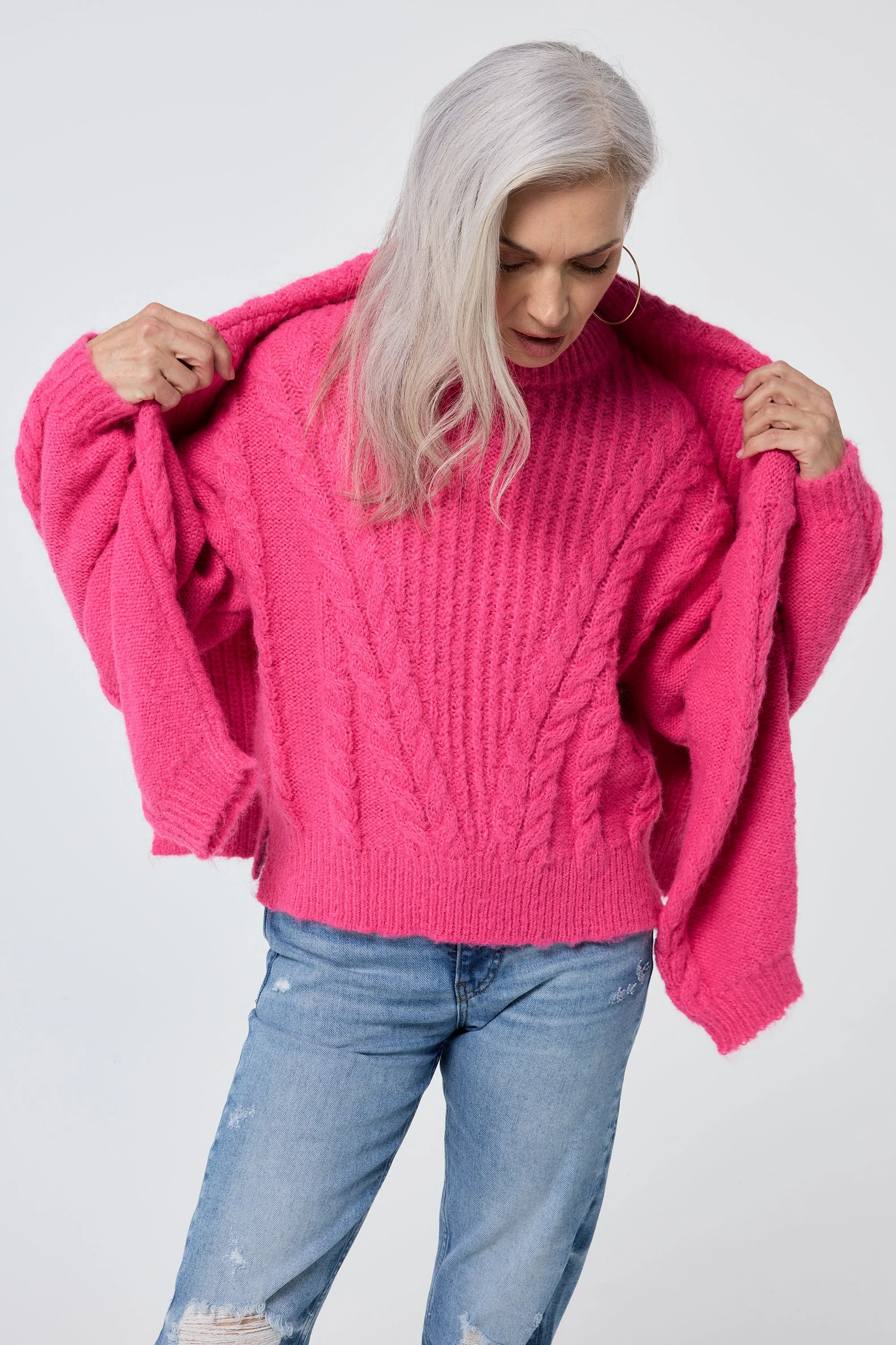 Pink Cable Knit Jumper