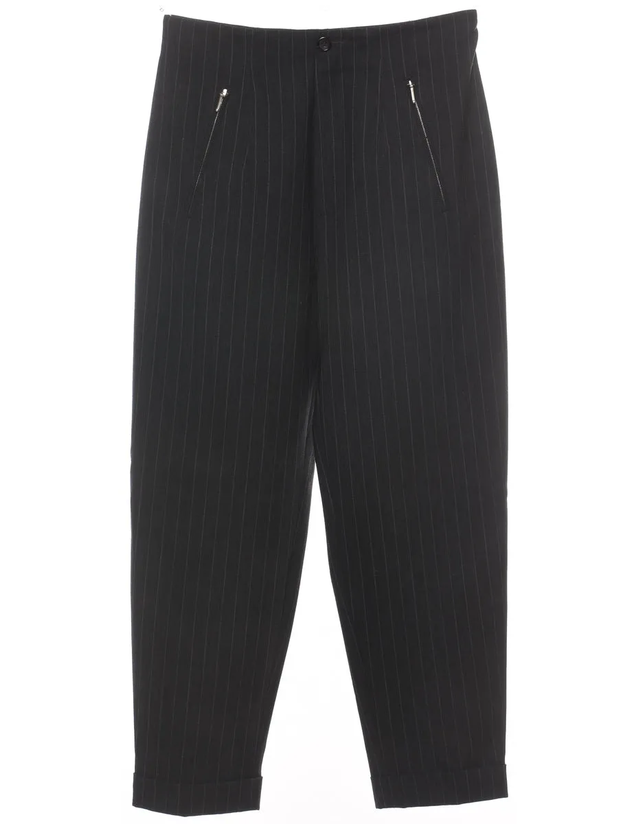 Pinstriped Dark Grey Trousers - W29 L26