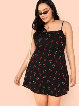  Plus Allover Cherry Print Cami Dress