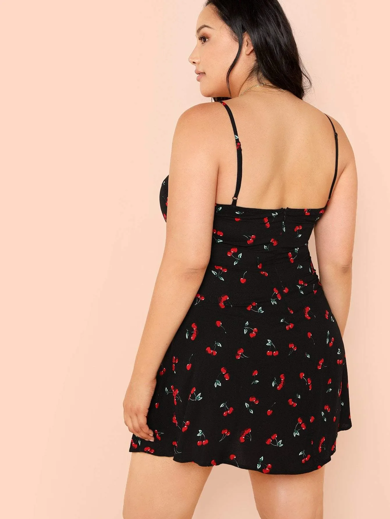  Plus Allover Cherry Print Cami Dress