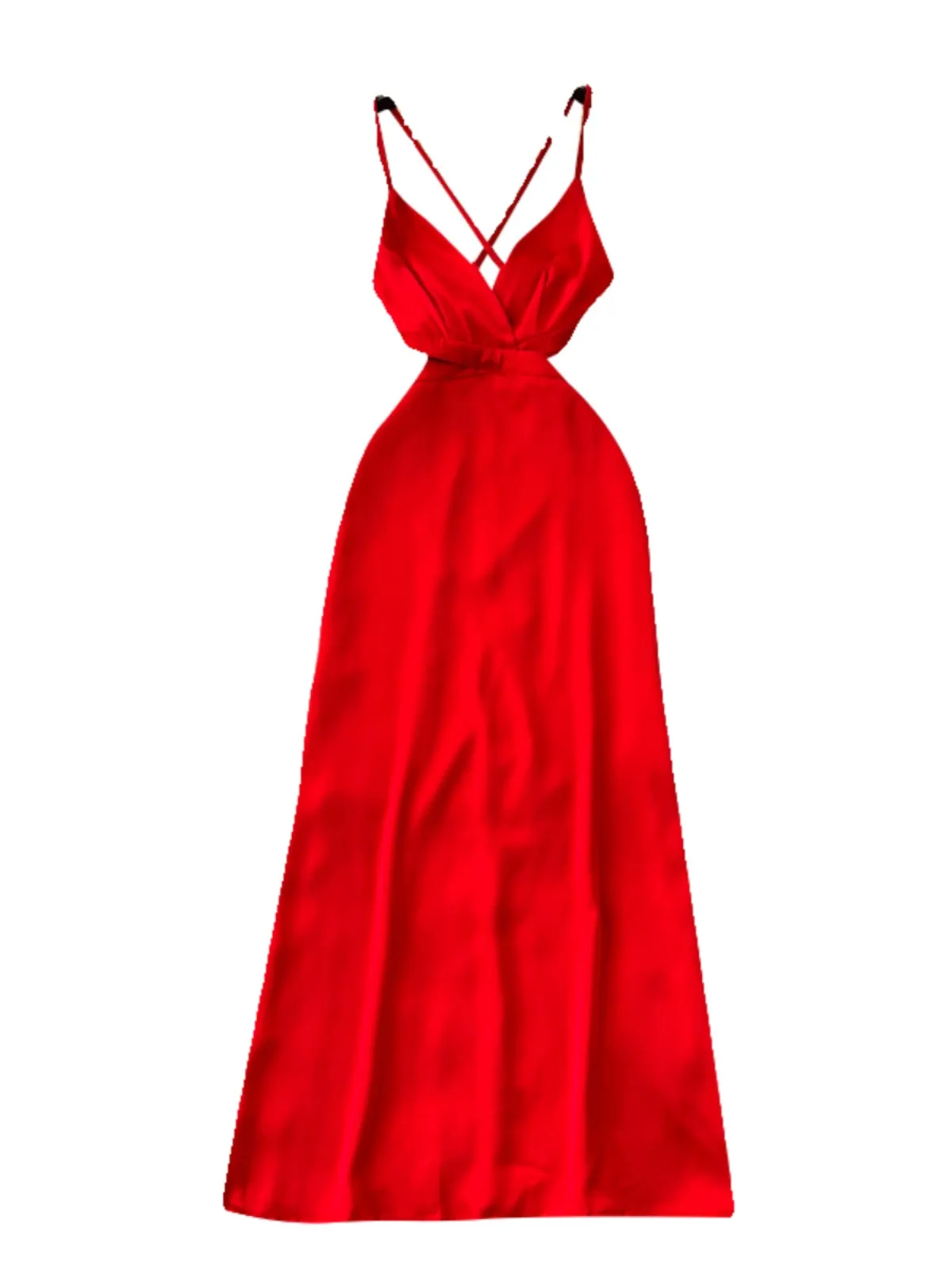 Premium Backless Red Slip Dress