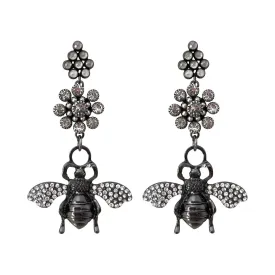 Queen Bee Swarovski Earrings - Black