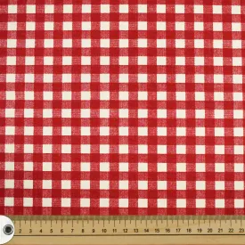 Red & Cream Medium Check Cotton Print