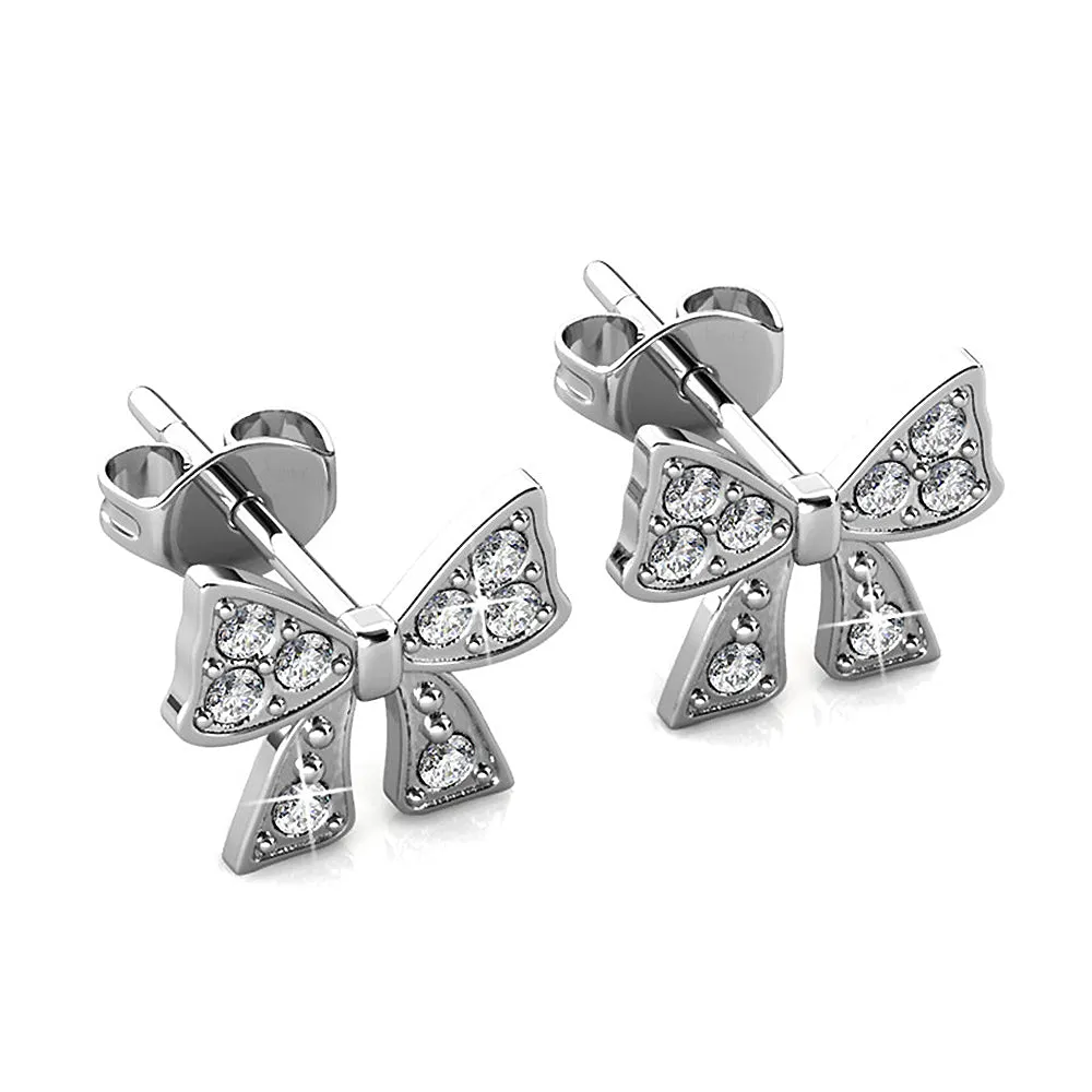 Ribbon Tie Earrings Embellished With SWAROVSKI Crystals