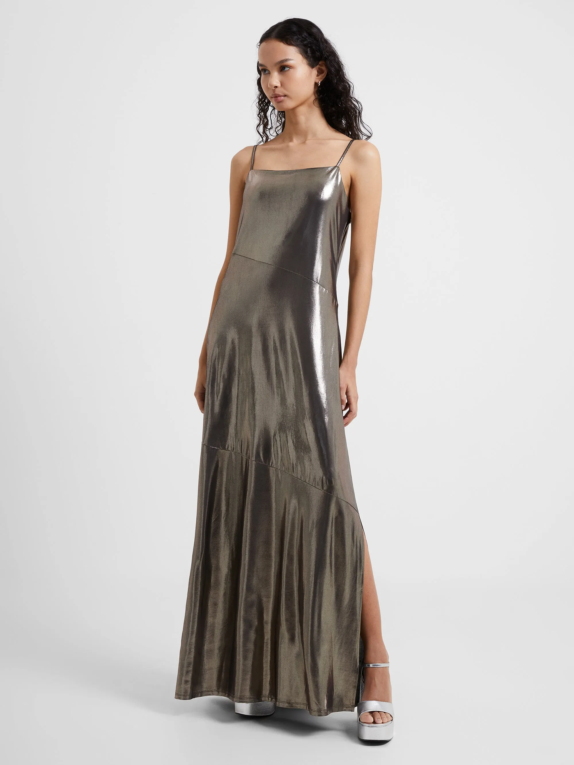 Ronja Liquid Metal Maxi Slip Dress