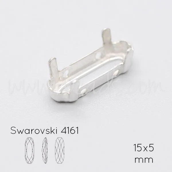 Sew on setting for Swarovski 4161 15x5mm silver plated (1)