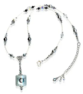 Shades of Grey Crystal Lampwork Glass Necklace