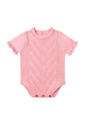 Short Sleeves Bodysuit Solid Color Baby Girls Onesies