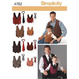 Simplicity Pattern 4762 Boys and Men Vests and Ties