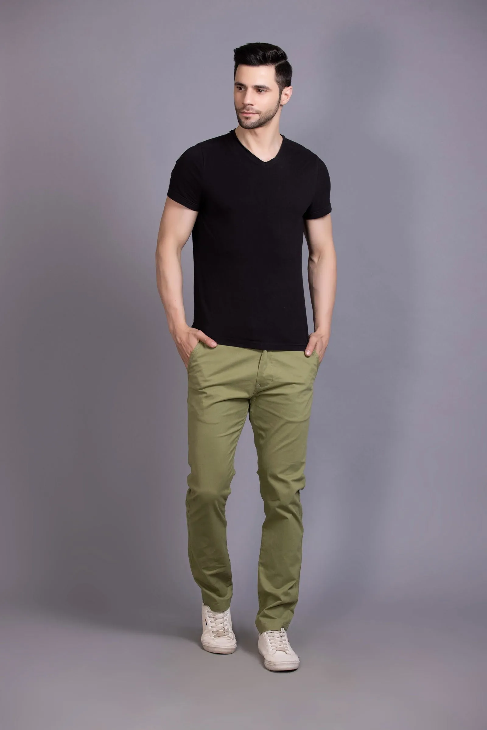 Slim fit cotton chinos-Green