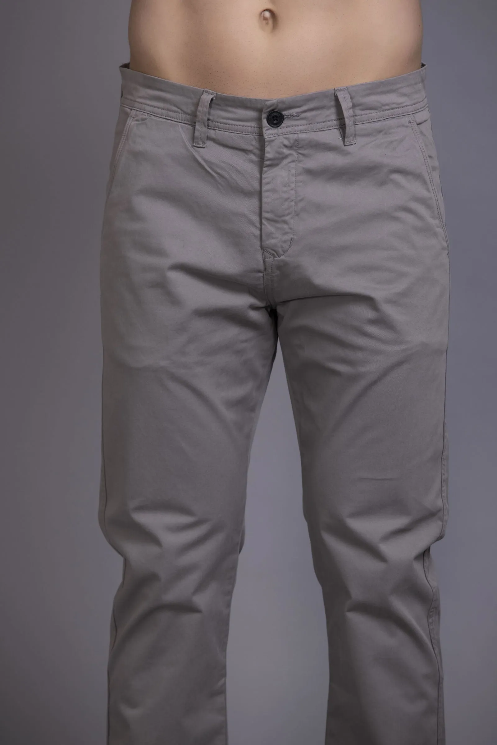 Slim fit cotton chinos-Light Grey