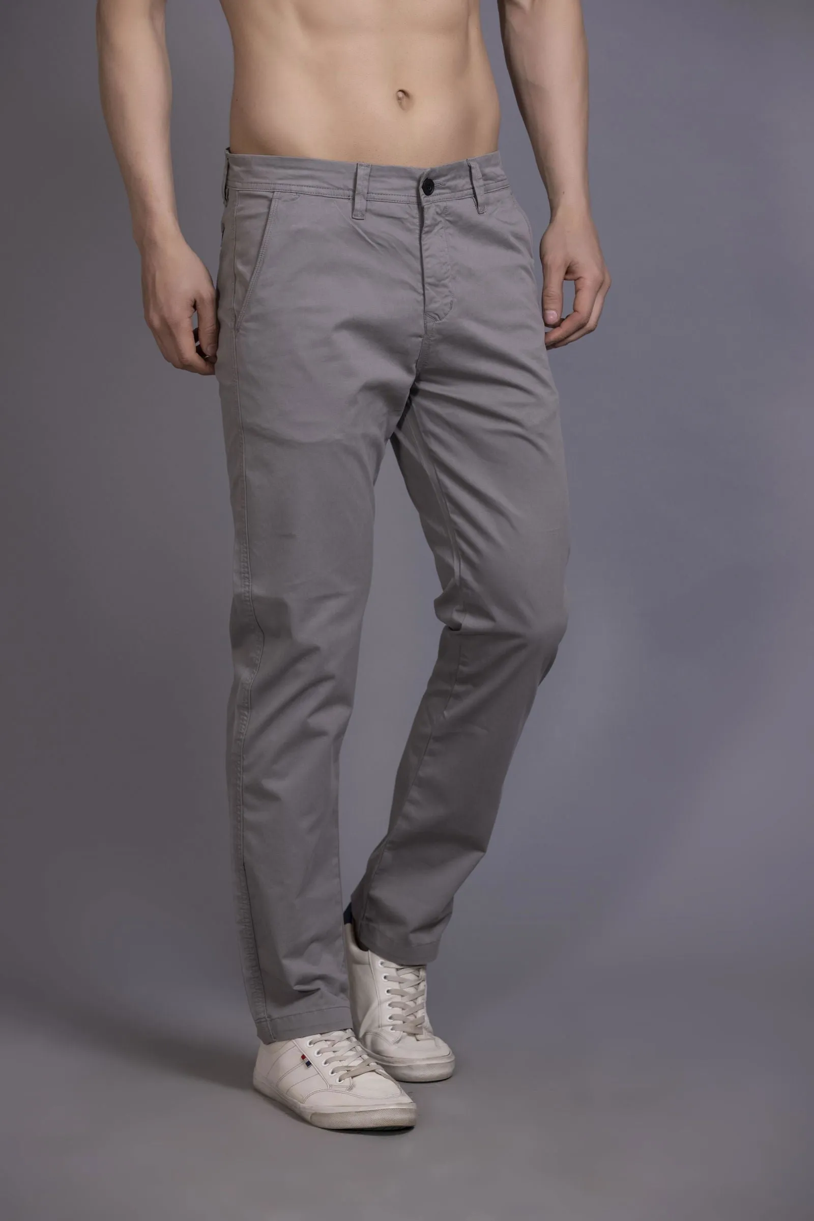 Slim fit cotton chinos-Light Grey