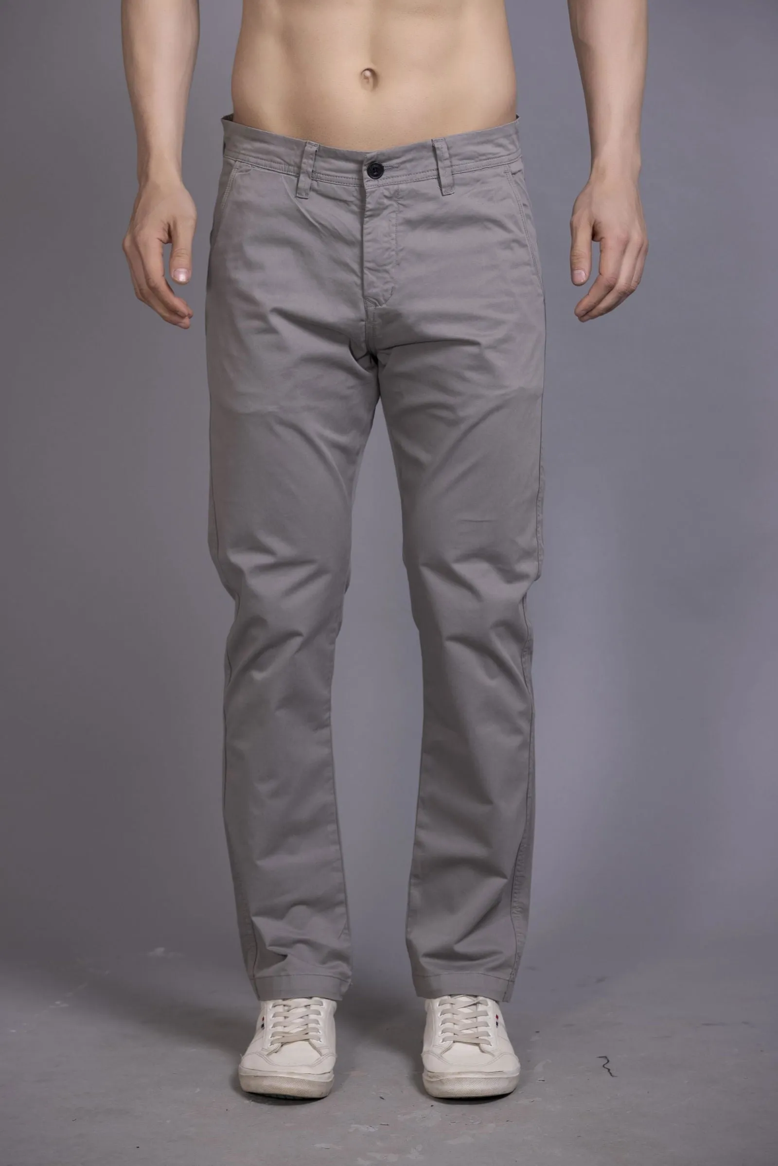 Slim fit cotton chinos-Light Grey