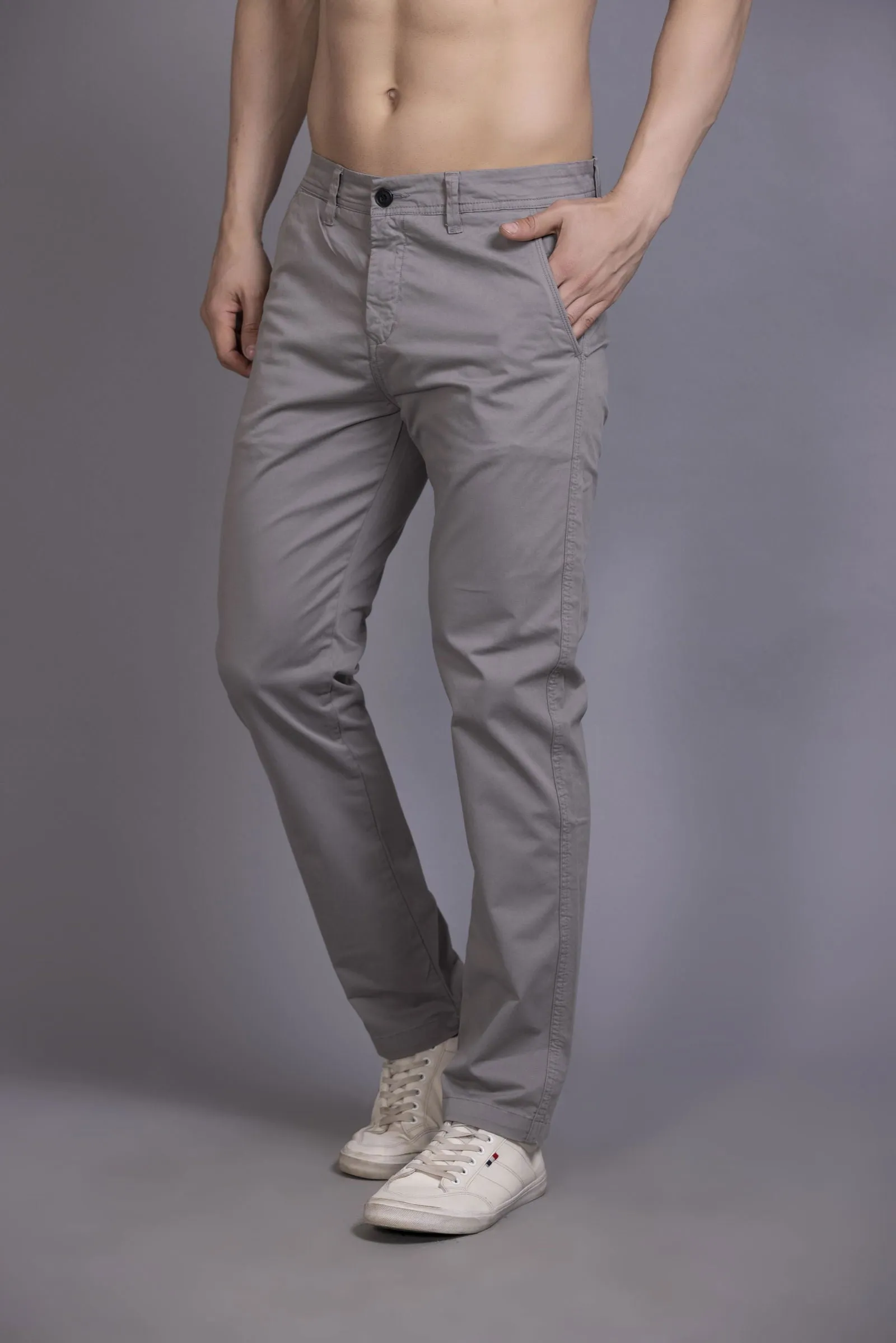 Slim fit cotton chinos-Light Grey