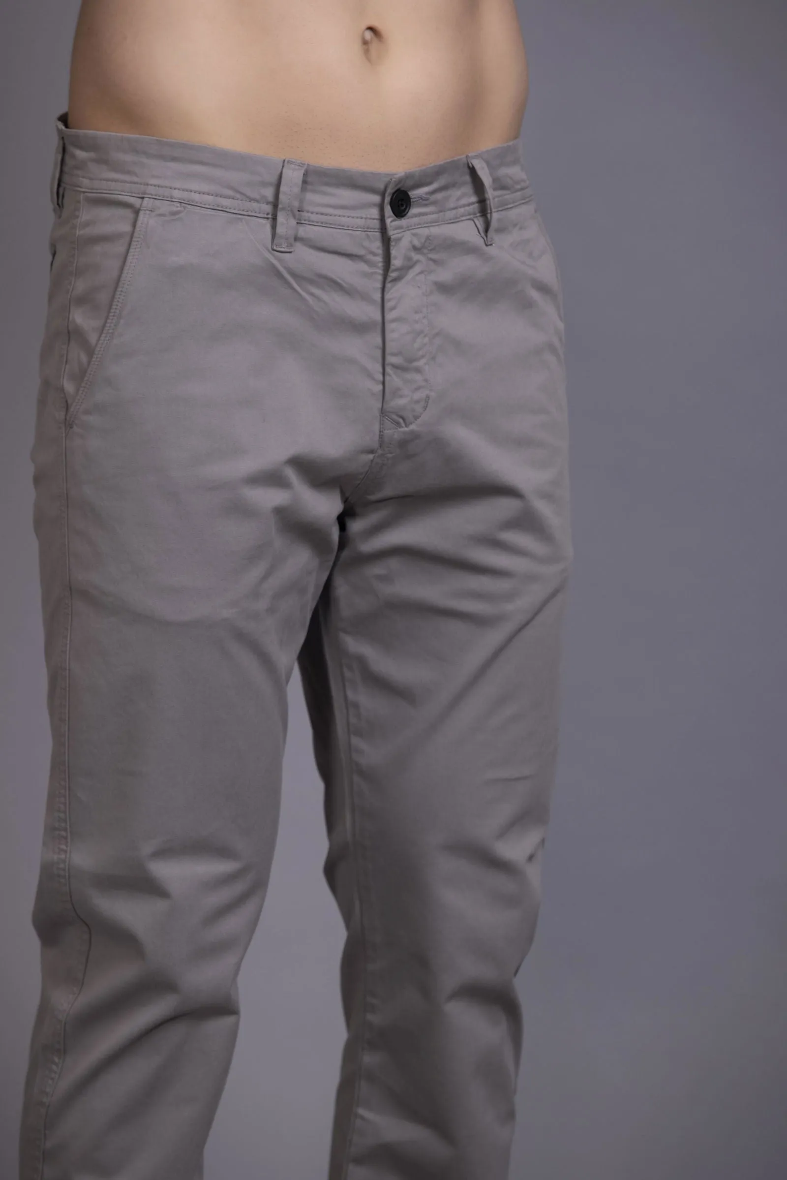 Slim fit cotton chinos-Light Grey