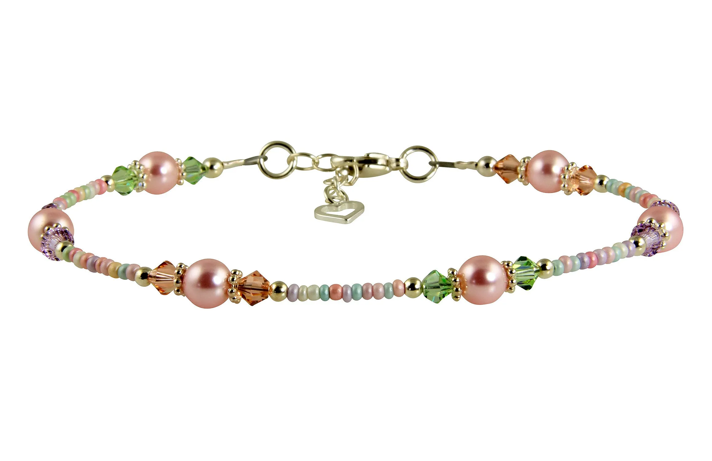 Spring Pink Pearl Beaded Anklet