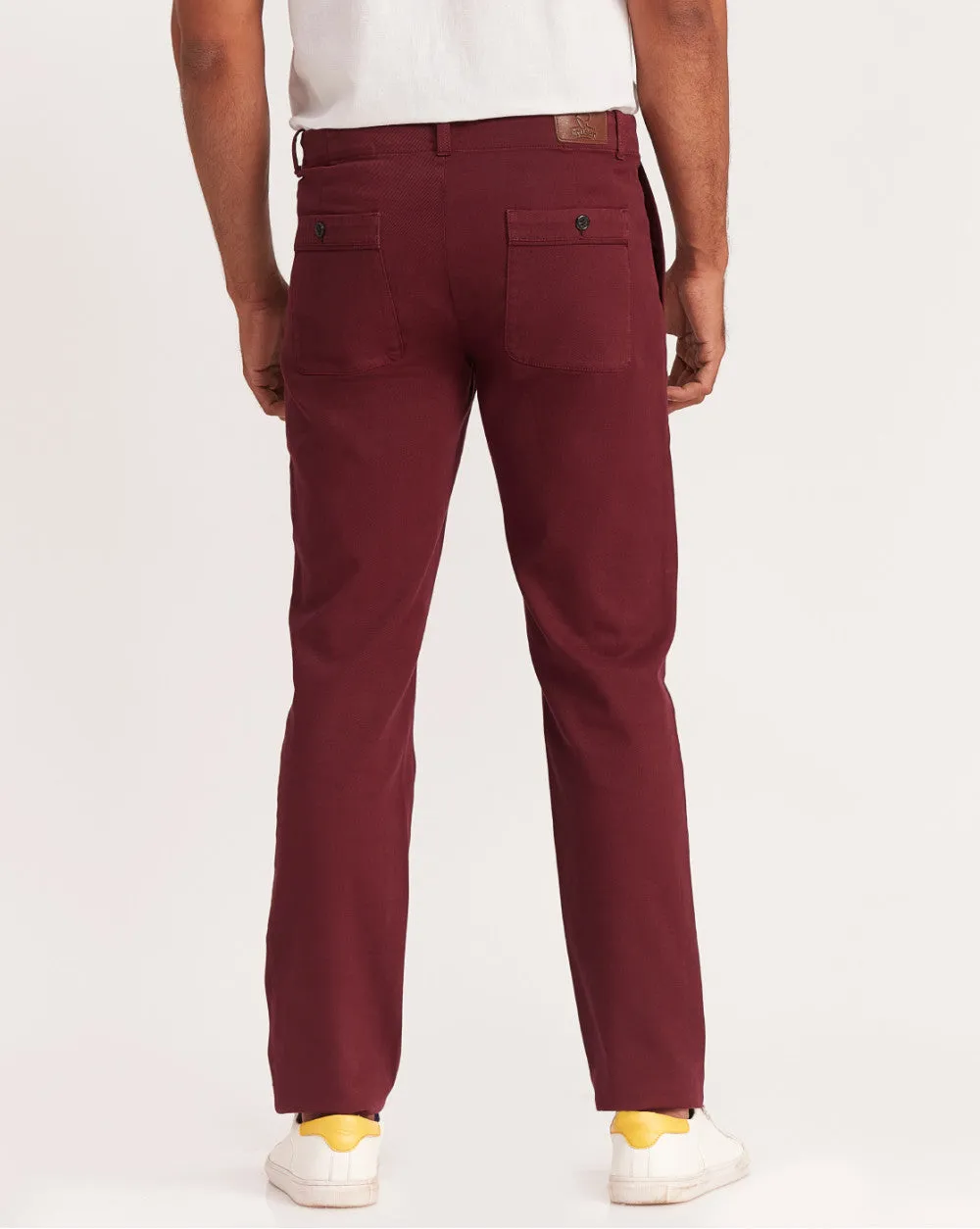 Straight Fit Garment Dyed Outdoor Chinos - Maroon