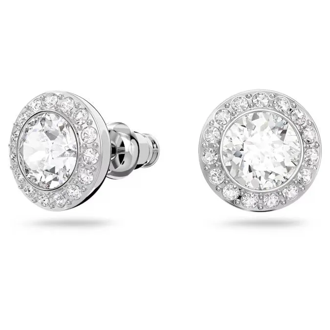 SWAROVSKI Angelic stud earrings 1081942, Round cut, White, Rhodium plated