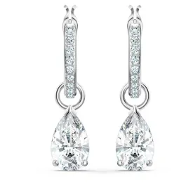 SWAROVSKI Attract drop earrings 5563119, Pear cut, White, Rhodium plated