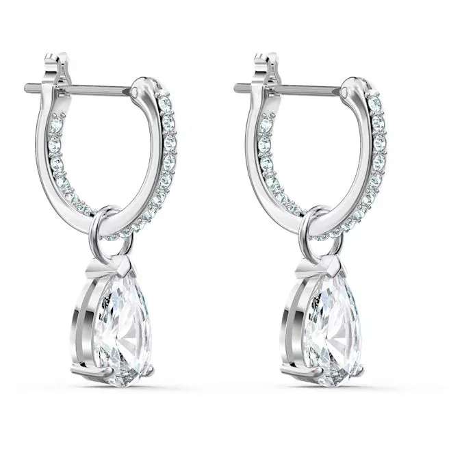 SWAROVSKI Attract drop earrings 5563119, Pear cut, White, Rhodium plated