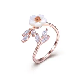 Swarovski Crystal Flower Ring 18k Rose Gold Plated