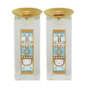 Swarovski Crystal Shabbat Candlesticks Sets