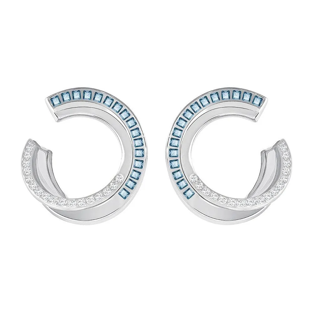 SWAROVSKI Hero Hoop Earrings Teal Rhodium #5352226