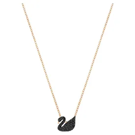 Swarovski Iconic Swan pendant Swan, Medium, Black, Rose gold-tone plated #5204134