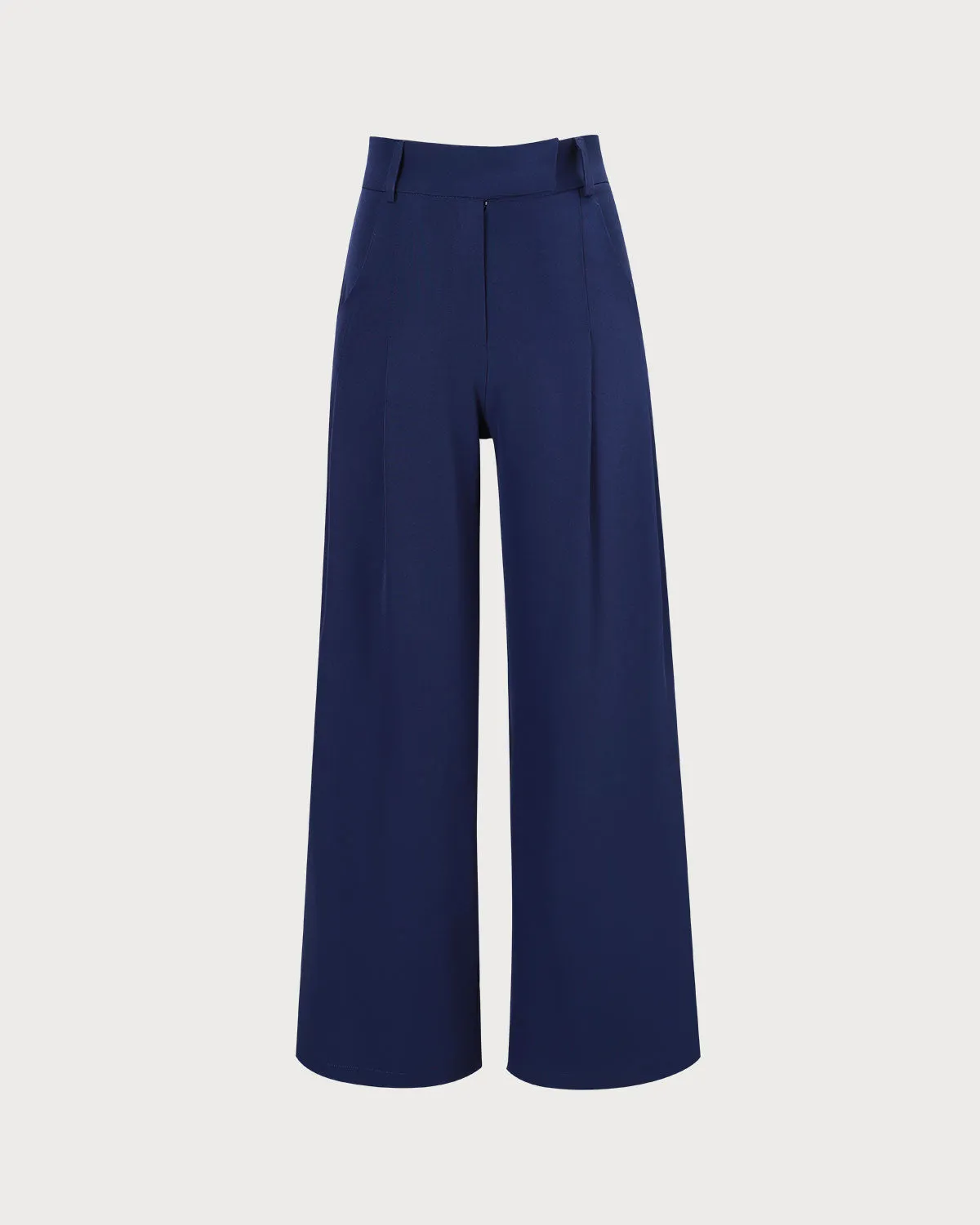 The Navy High Waisted Pockets Straight Pants