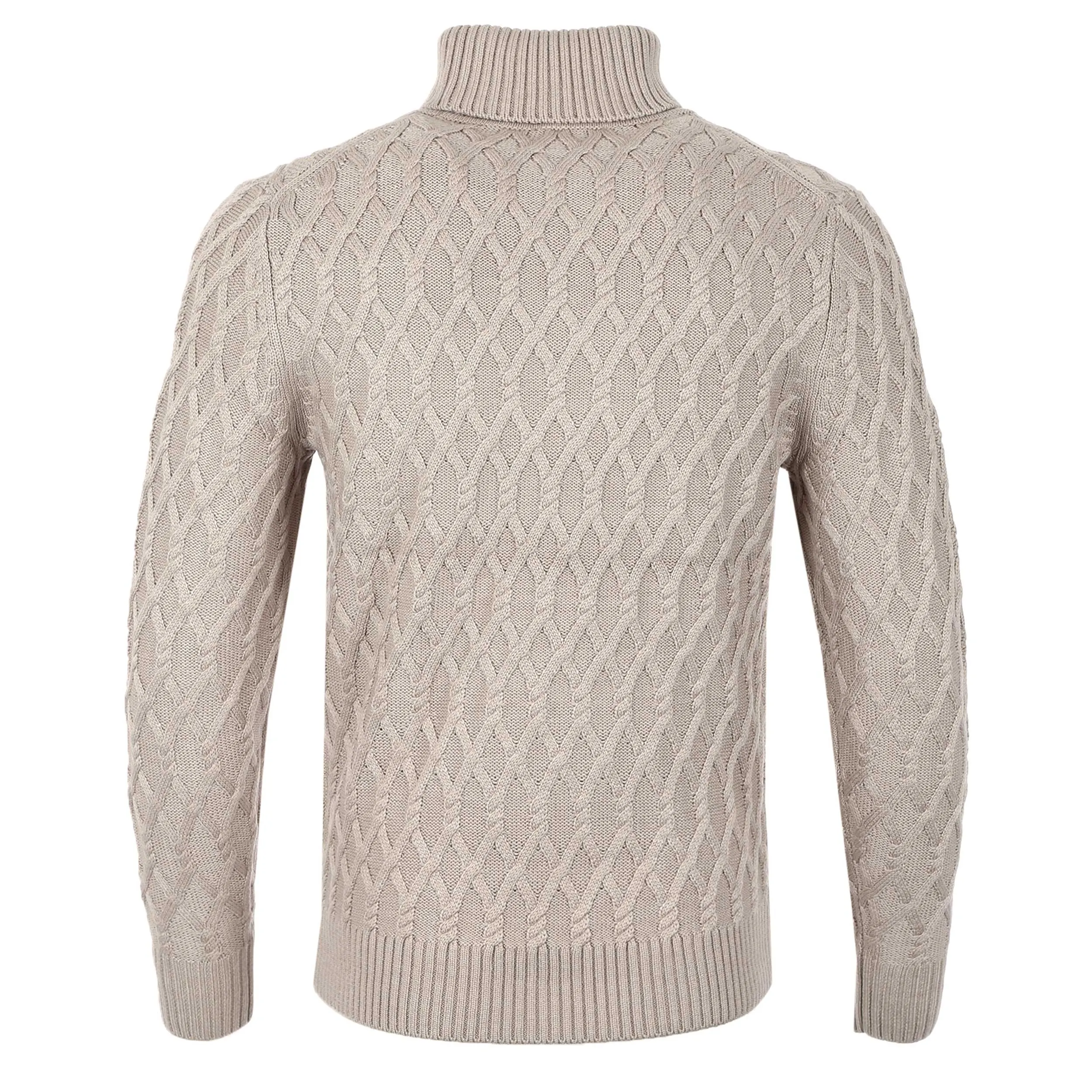 Thomas Maine Chunky Cable Roll Neck Knitwear in Oatmeal