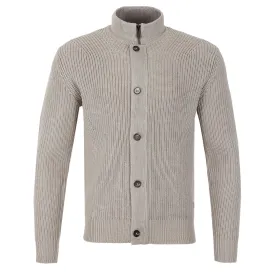 Thomas Maine Zip Thru Button Cardigan Knitwear in Beige