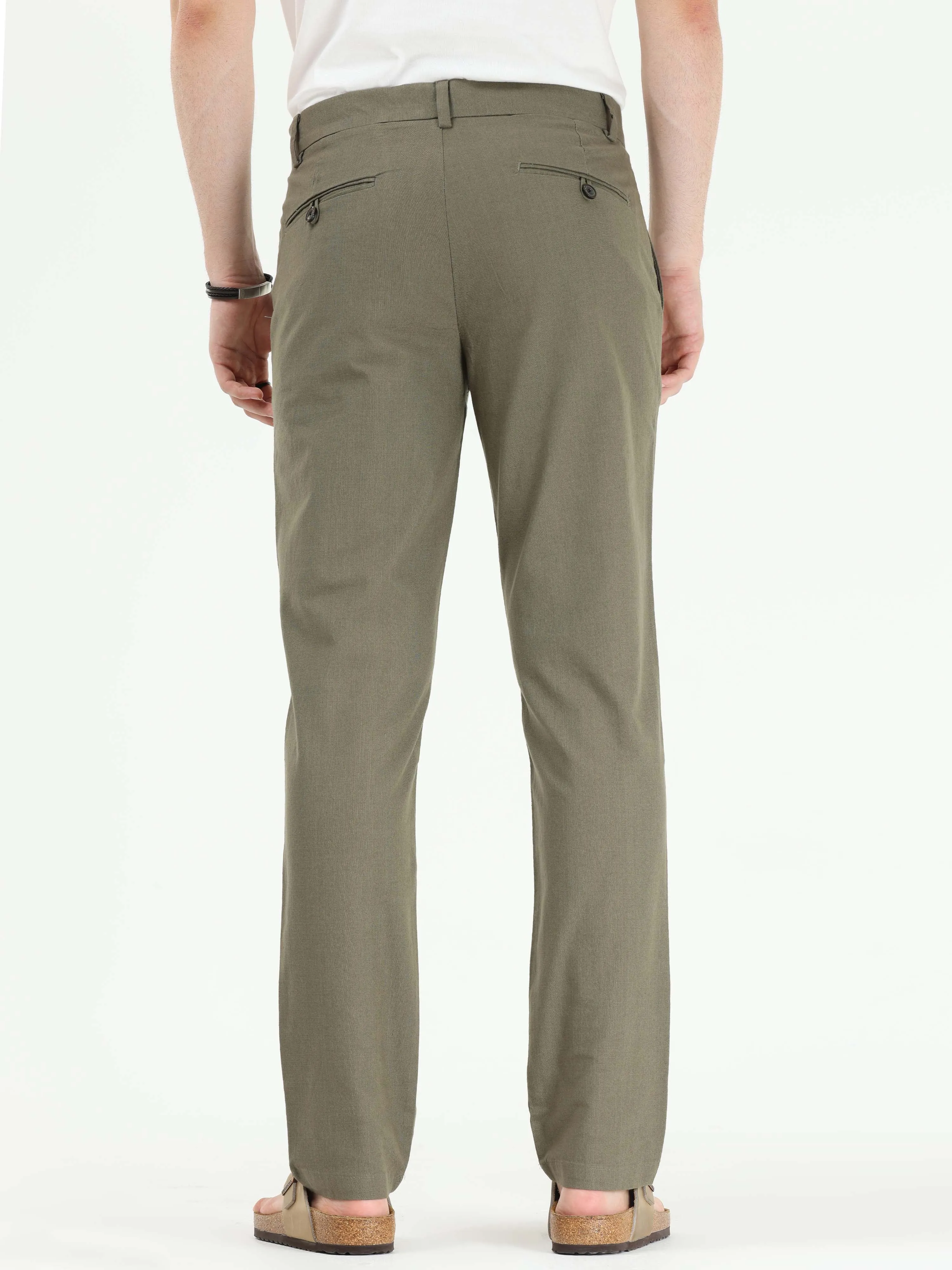 Timeless Cotton Pine Olive Linen Chino