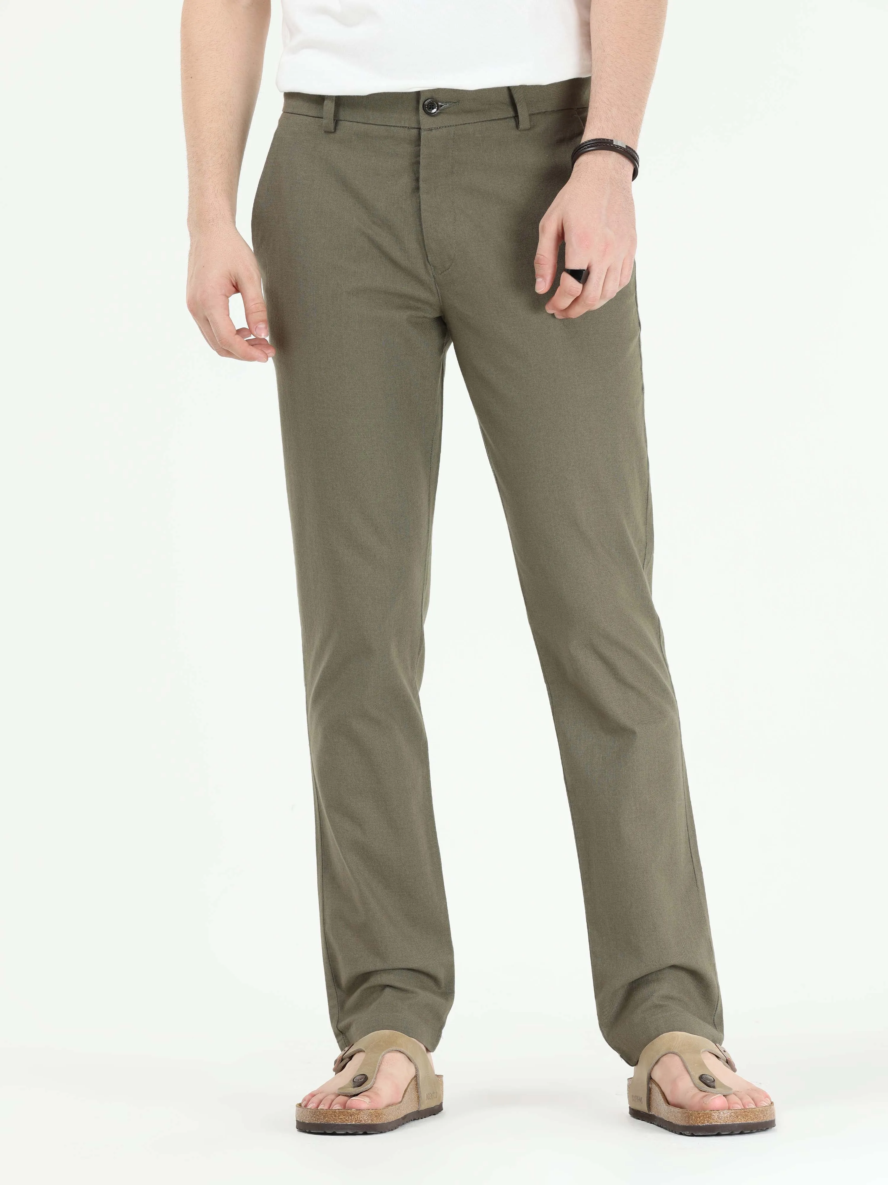 Timeless Cotton Pine Olive Linen Chino