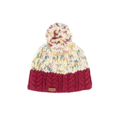 Uneven Wool Bobble Ladies Hat - Burnt Red