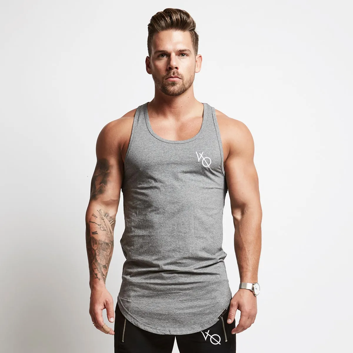 Vanquish Essential Grey Longline Tank Vest