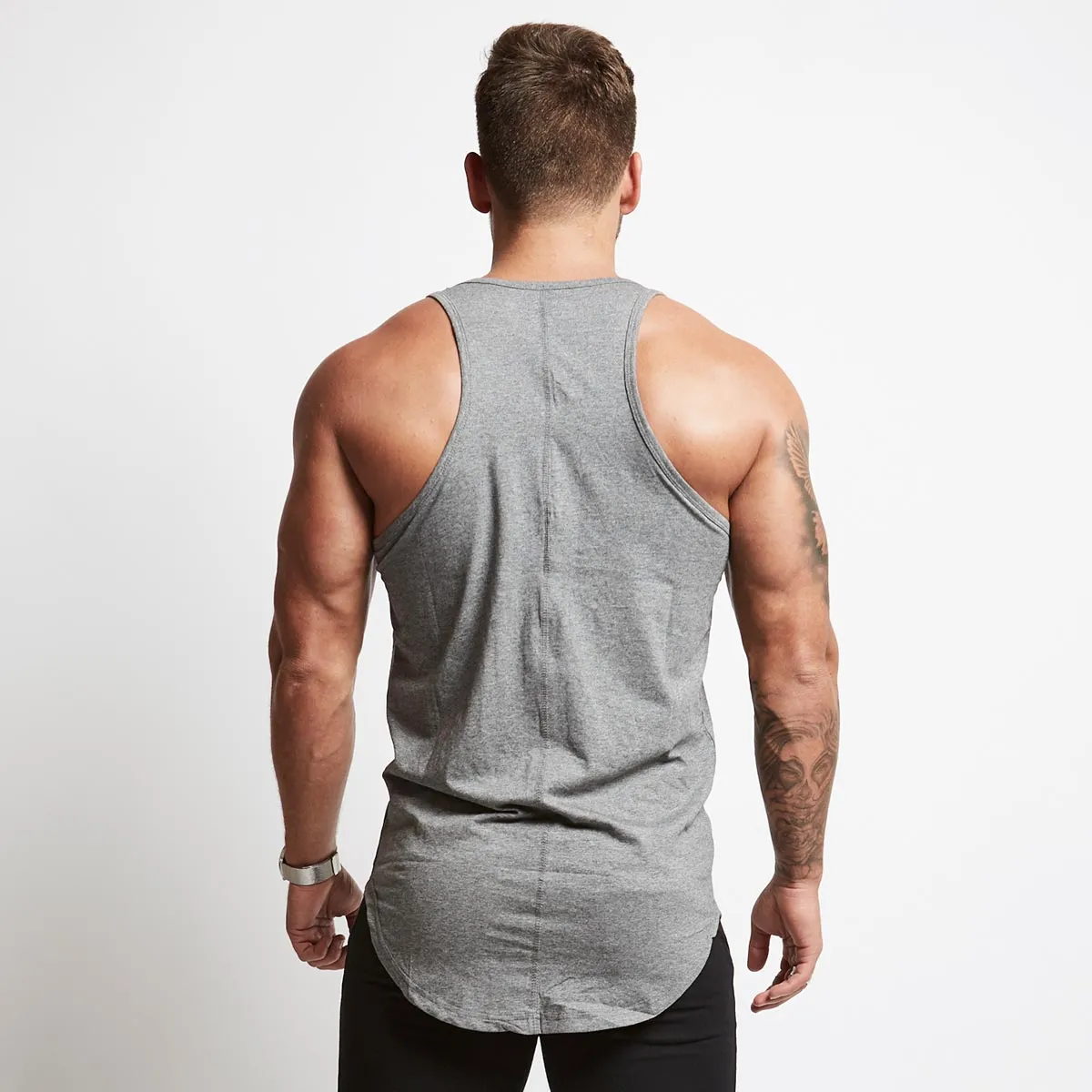 Vanquish Essential Grey Longline Tank Vest