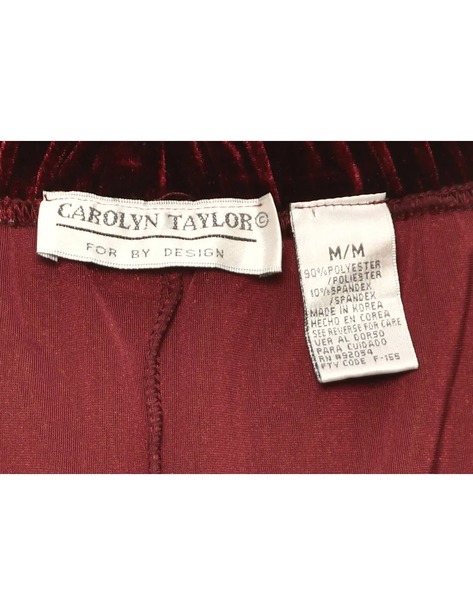 Velvet Fabric Maroon Trousers - W30 L35