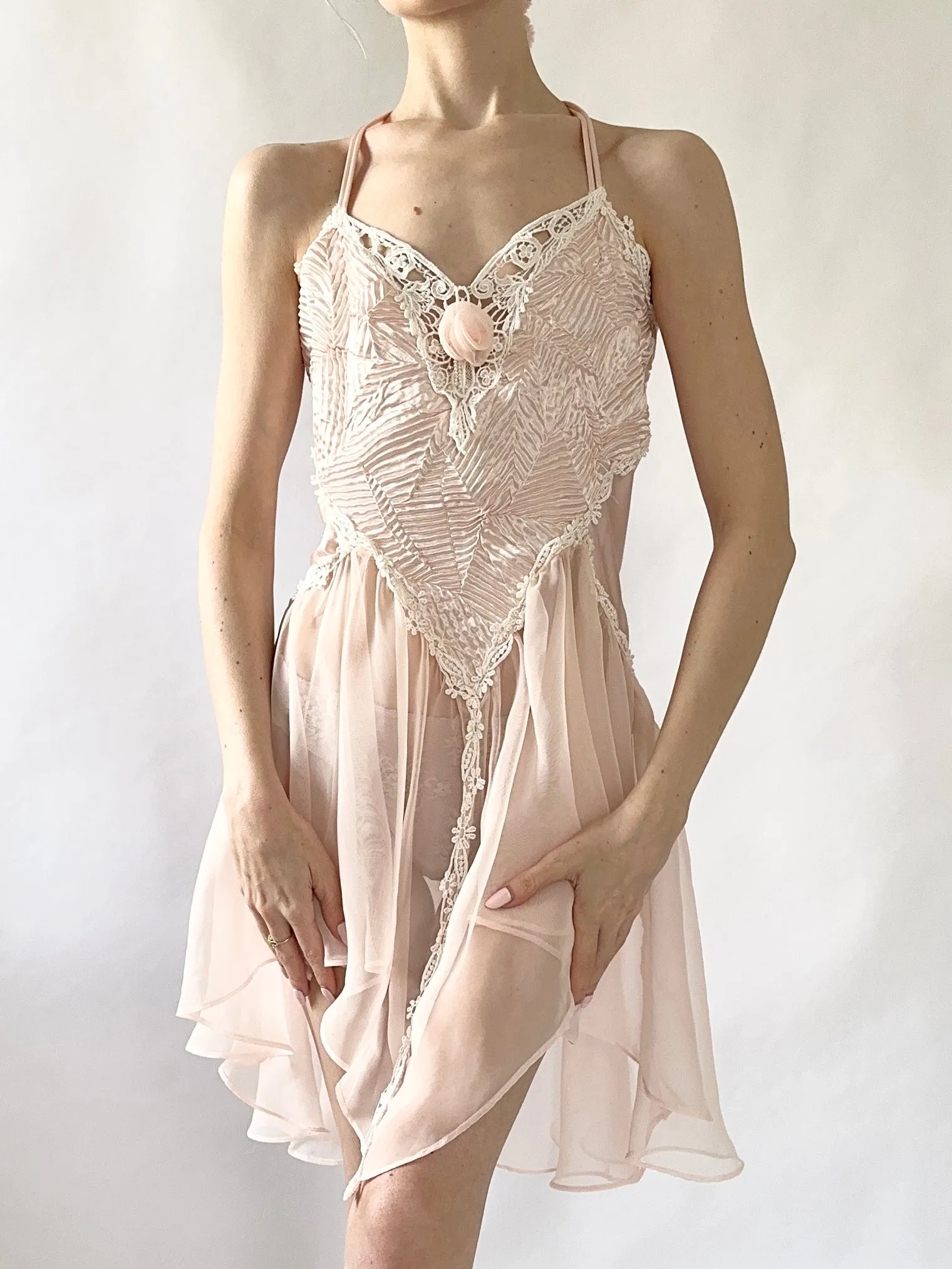 Vintage 1980s Pink Ballerina Slip Dress (M)