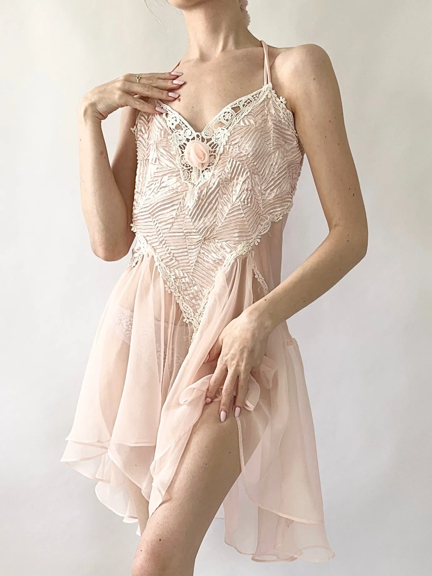 Vintage 1980s Pink Ballerina Slip Dress (M)