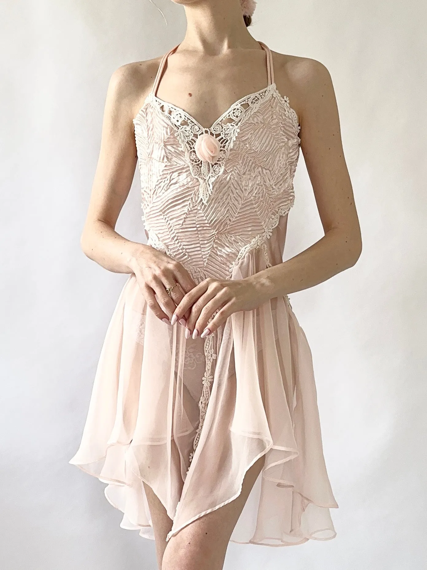 Vintage 1980s Pink Ballerina Slip Dress (M)