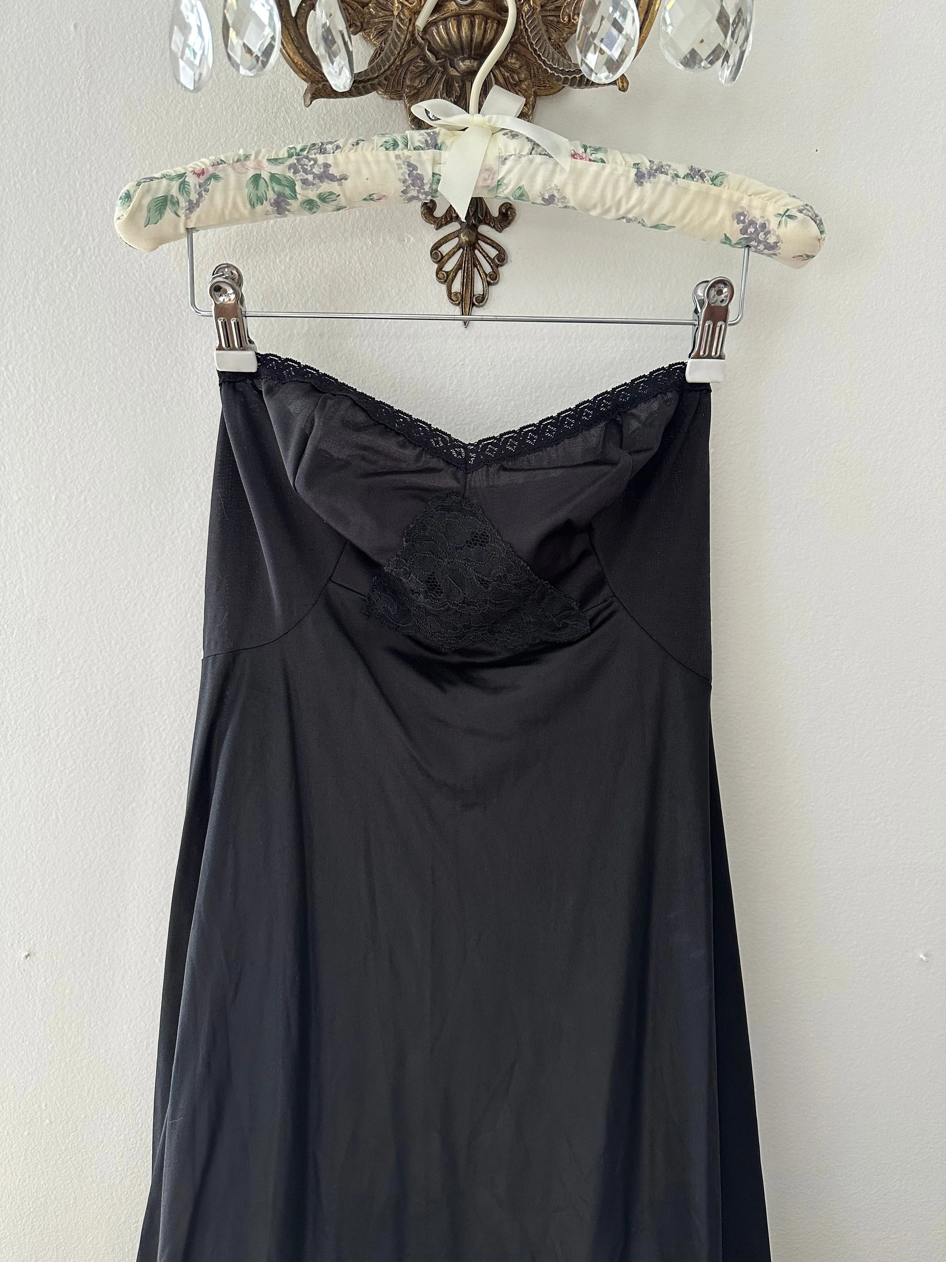 Vintage Black Strapless Slip Dress