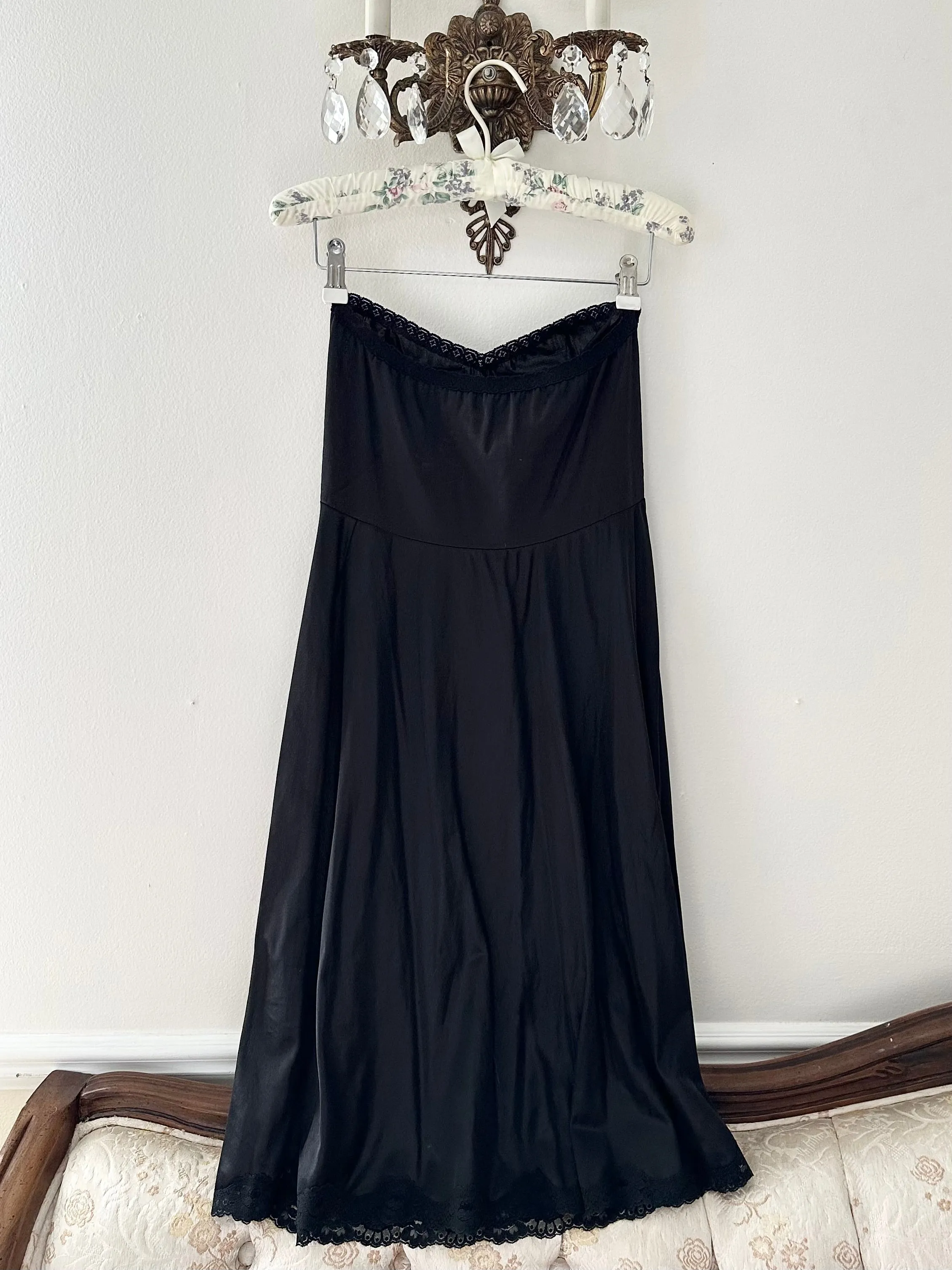 Vintage Black Strapless Slip Dress